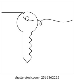 Key background continuous single line drawing of key key line outline vector