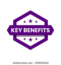 Key Benefits Icon Label Sticker Sign Design Vector