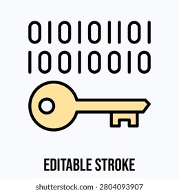 Key Binary Code Encryption Icon, 