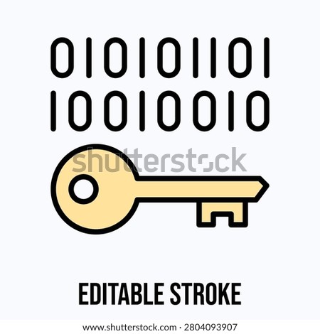 Key Binary Code Encryption Icon, 