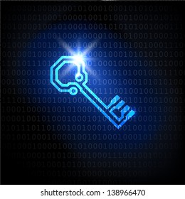 The key and binary code password. Vector background.