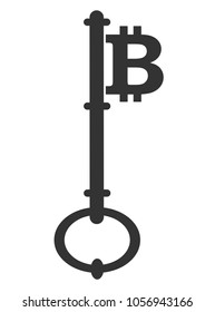 Key with bitcoin isolated on white background.
