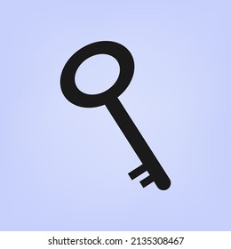 Key black icon. Isolated object, symbol of security, secret. Sign of open or closed access to the house, safe, car, business. Key tool to open the door, lock. The concept of a secret password. Vector 