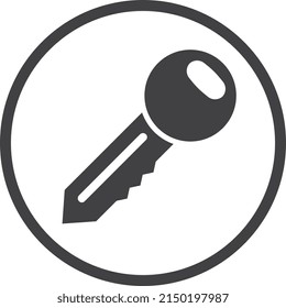 Das schwarze Schlüsselsymbol. Rundsymbol. Zugriffszeichen