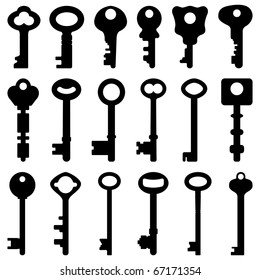 Key Black Silhouette Retro Old Antique Vector