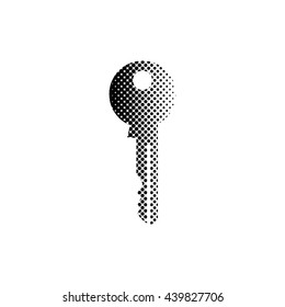 Key - black vector icon;  halftone illustration