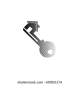 Key - black vector icon;  halftone illustration