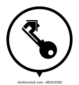 Key - black vector  icon; map pointer