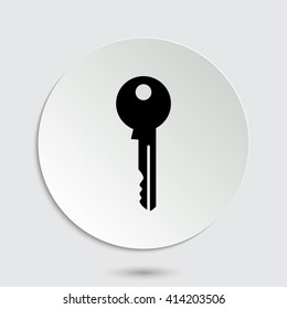 Key - black vector icon  with shadow