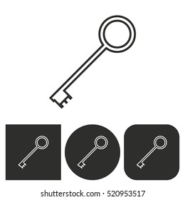 Key - black and white icons. Vector illustration.