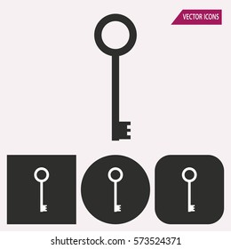 Key - black and white icons. Vector illustration.