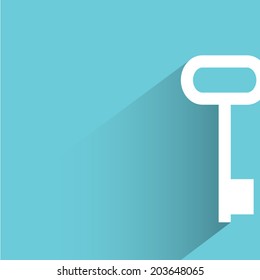 key, blue background, flat and shadow theme