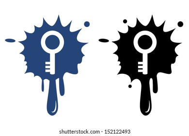 Key - blue and black icon isolated