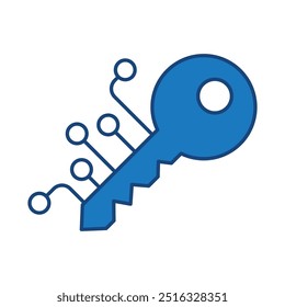 Key Blue Editable Stroke Icons. Cyber Security Technology, Phishing, Hacking, Cyber Crime, Security, Trojan, Device Protection, Privacy Vector Illustration.