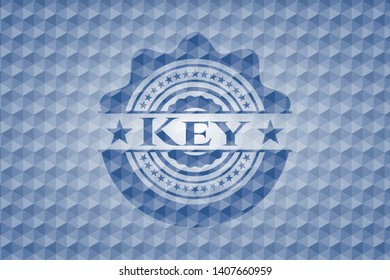 Key blue hexagon emblem. Vector Illustration. Detailed.