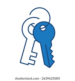 Key Blue Line Editable Stroke Icon. Real Estate, Building, House, Home, Property Vector Illustration
