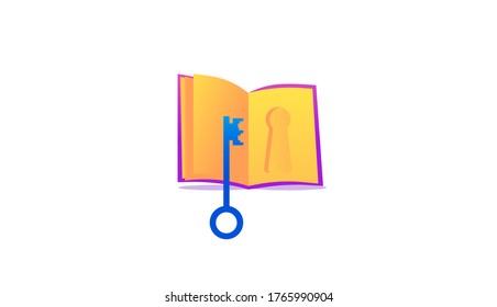 Key to the book background. Modern illustration slider site page. Concept get the key to knowledge. Vector image of a book and its key design. Web banner open your treasure of knowledge.