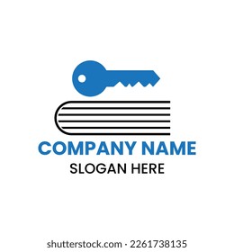 Key Book Logo Design Concept With Book and Key Icon Template