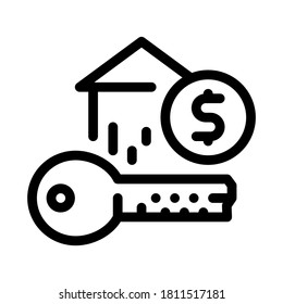 key from bought house icon vector. key from bought house sign. isolated contour symbol illustration
