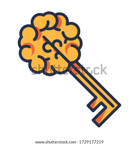 Key Brain Sign Isolated on White Background, Creative Thinking Icon. Vector Illustration of Creativity and Innovation Concept. Business Sign, Education, Brainstorming, New Project Idea Solution