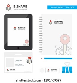 Key  Business Logo, Tab App, Diary PVC Employee Card and USB Brand Stationary Package Design Vector Template