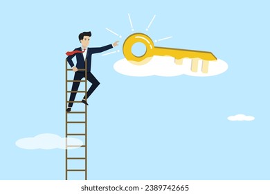 The key to business success, finding secret keys or achieving career targets, smart business people find the key to success in the cloud.