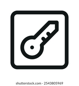 Key button UI icon, authorization simple line user interface vector symbol