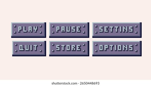 Key buttons pixel art set. Interface bar collection. Computer panel 8 bit sprite. Game development, mobile app. Isolated vector illustration.	