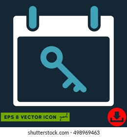 Key Calendar Day icon. Vector EPS illustration style is flat iconic bicolor symbol, blue and white colors.