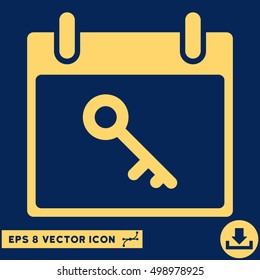 Key Calendar Day icon. Vector EPS illustration style is flat iconic symbol, yellow color.