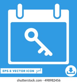 Key Calendar Day icon. Vector EPS illustration style is flat iconic symbol, white color.