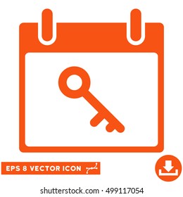 Key Calendar Day icon. Vector EPS illustration style is flat iconic symbol, orange color.