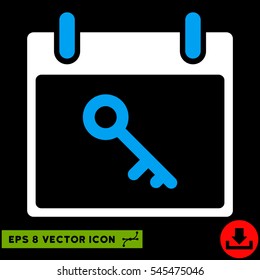 Key Calendar Day icon. Vector EPS illustration style is flat iconic bicolor symbol, blue and white colors.
