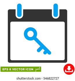Key Calendar Day icon. Vector EPS illustration style is flat iconic bicolor symbol, blue and gray colors.