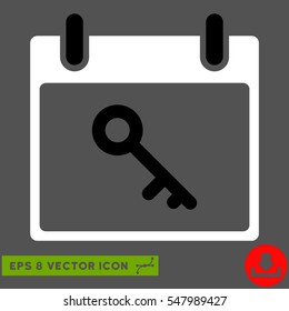 Key Calendar Day icon. Vector EPS illustration style is flat iconic bicolor symbol, black and white colors.