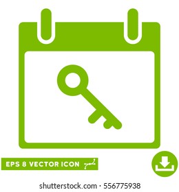 Key Calendar Day icon. Vector EPS illustration style is flat iconic symbol, eco green color.