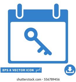 Key Calendar Day icon. Vector EPS illustration style is flat iconic symbol, cobalt color.