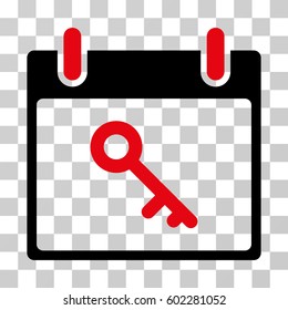 Key Calendar Day icon. Vector illustration style is flat iconic bicolor symbol, intensive red and black colors, transparent background. Designed for web and software interfaces.