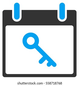 Key Calendar Day vector toolbar icon. Style is bicolor flat icon symbol, blue and gray colors, white background.