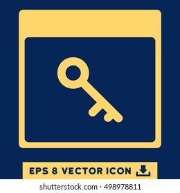 Key Calendar Page icon. Vector EPS illustration style is flat iconic symbol, yellow color.