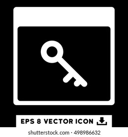 Key Calendar Page icon. Vector EPS illustration style is flat iconic symbol, white color.