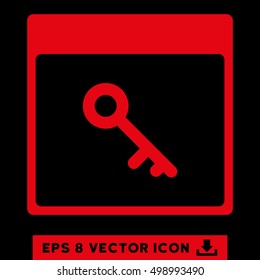Key Calendar Page icon. Vector EPS illustration style is flat iconic symbol, red color.