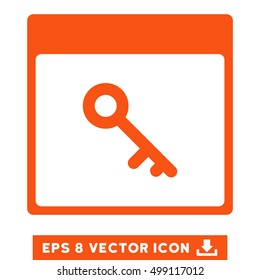Key Calendar Page icon. Vector EPS illustration style is flat iconic symbol, orange color.