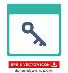 Key Calendar Page icon. Vector EPS illustration style is flat iconic bicolor symbol, cobalt and cyan colors.