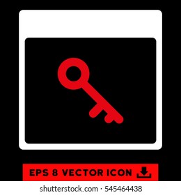Key Calendar Page icon. Vector EPS illustration style is flat iconic bicolor symbol, red and white colors.