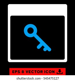 Key Calendar Page icon. Vector EPS illustration style is flat iconic bicolor symbol, blue and white colors.