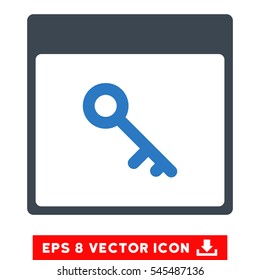 Key Calendar Page icon. Vector EPS illustration style is flat iconic bicolor symbol, smooth blue colors.