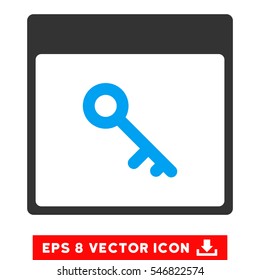 Key Calendar Page icon. Vector EPS illustration style is flat iconic bicolor symbol, blue and gray colors.