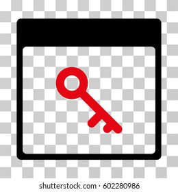 Key Calendar Page icon. Vector illustration style is flat iconic bicolor symbol, intensive red and black colors, transparent background. Designed for web and software interfaces.