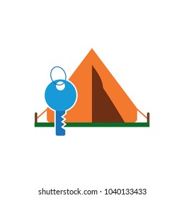 Key Camping Logo Icon Design